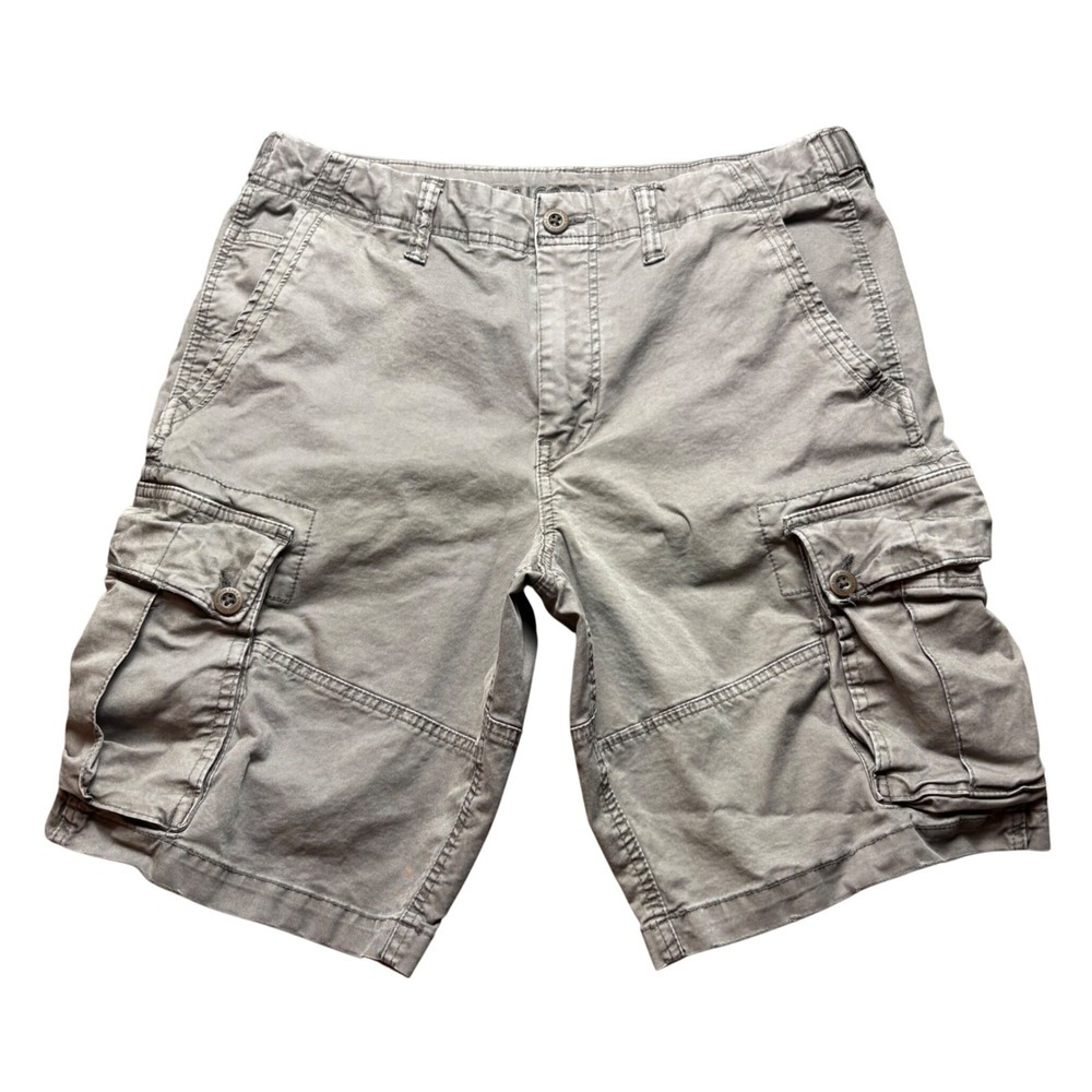 American Eagle Cargo Shorts Men 34 Gray Cotton Flex Stretch Multi Pocket Utility
